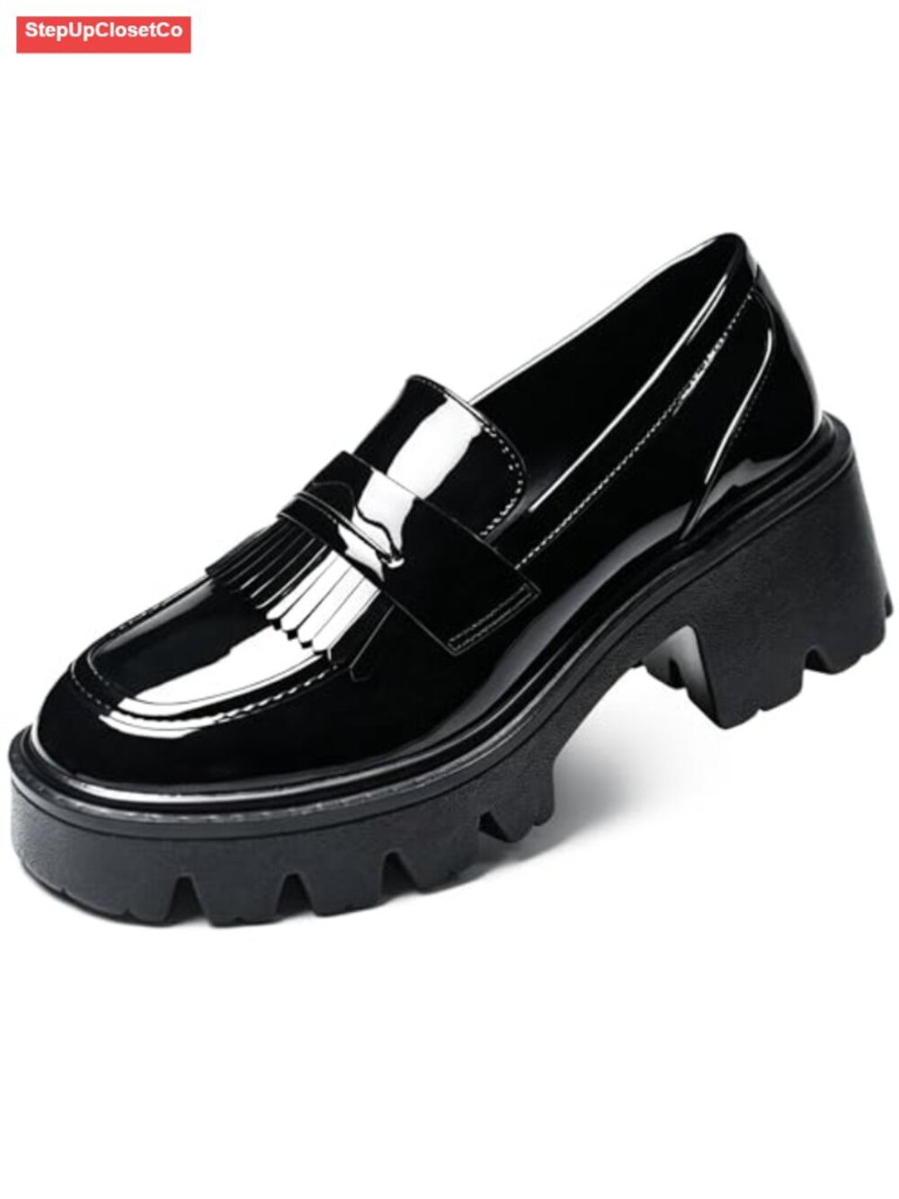 Fringe Platform Loafers Slip On Chunky Lug Sole Business Work Shoes